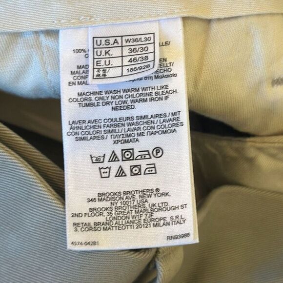 Brooks Brothers Mens Lightweight Advantage Chino Clark Tan Dress Pants W36/L30 - Picture 8 of 10